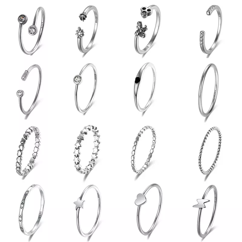 Real 100% 925 prata esterlina simples arroz palavra anel fino para as mulheres na moda luxo jóias finas empilháveis torção anéis de dedo presentes