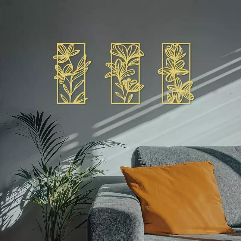 Arte de pared de flores de metal irontolden, decoración colgante de pared de Metal Floral, decoración del hogar del dormitorio, decoración de la sala de estar, colgante de pared de Metal Dec