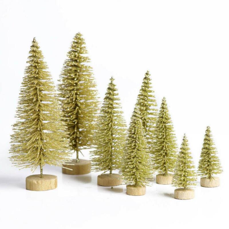 Mini Snowy Pine Christmas Tree, ornamento do partido do Xmas, decoração do feriado, 8pcs
