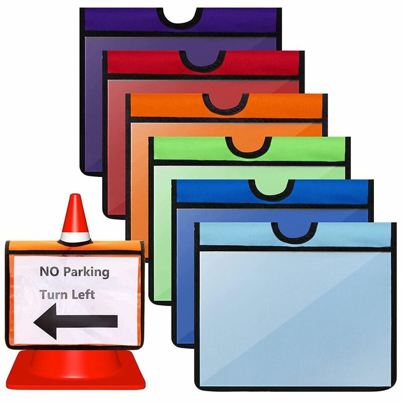 Outdoor Traffic Cone Sleeve Replacement with Pockets Durable Safety Message Sign Sleeve Universal Warning Sign Training