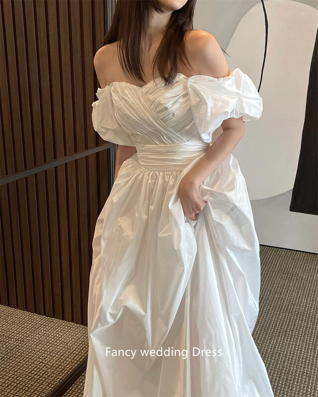 Gaun pengantin sederhana sederhana mewah bahu terbuka sabuk Sweetheart gaun pengantin Korea jubah pesta Formal