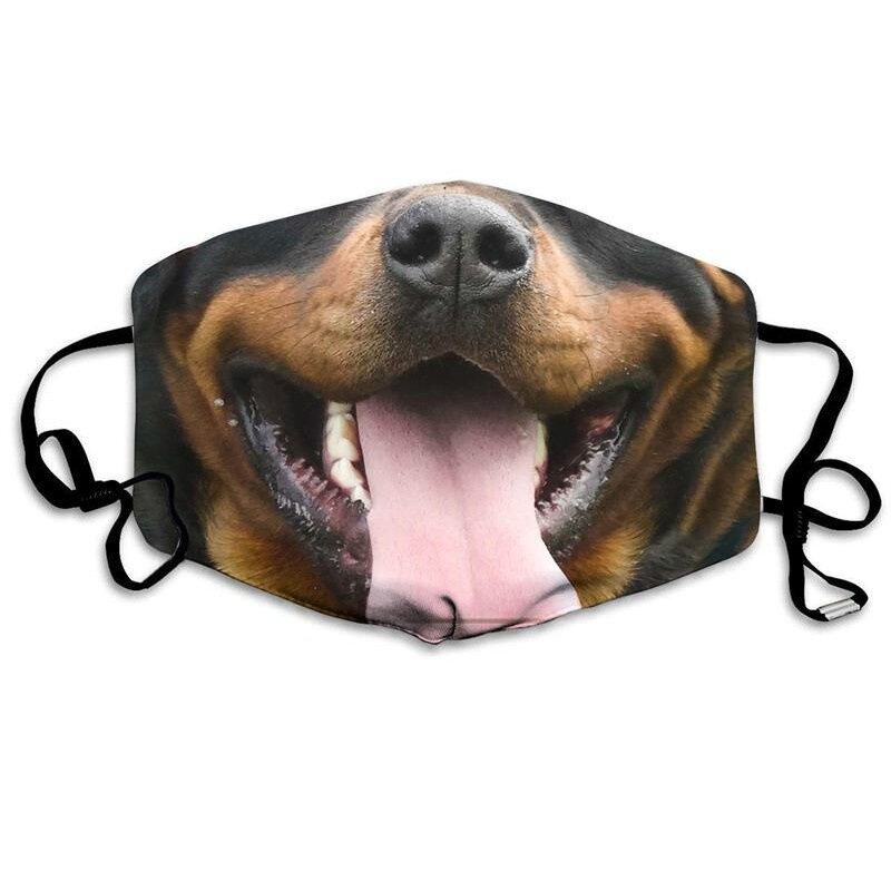 Outdoor Mask Breathable Cold Proof Warm Windproof Washable Reusable Animal Dog Cat Tiger Printed Adjustable Belt