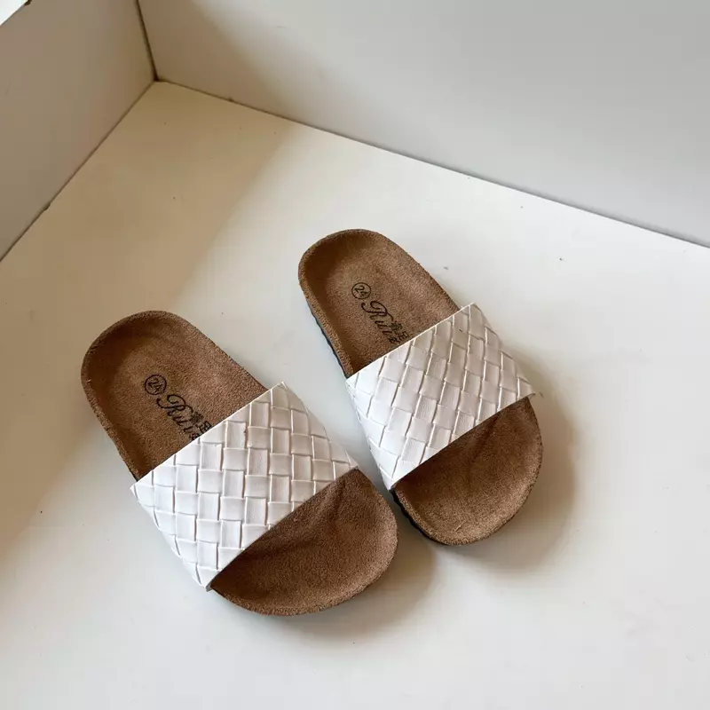 Children Shoes Woven Cork Slippers 2023 Summer New Korean Style Boys and Girls Fashion Casual Simple Non-slip Slippers