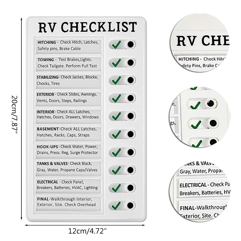 Práctico tablero lista verificación ajustable Chores, tablero notas reutilizable para lista verificación RV