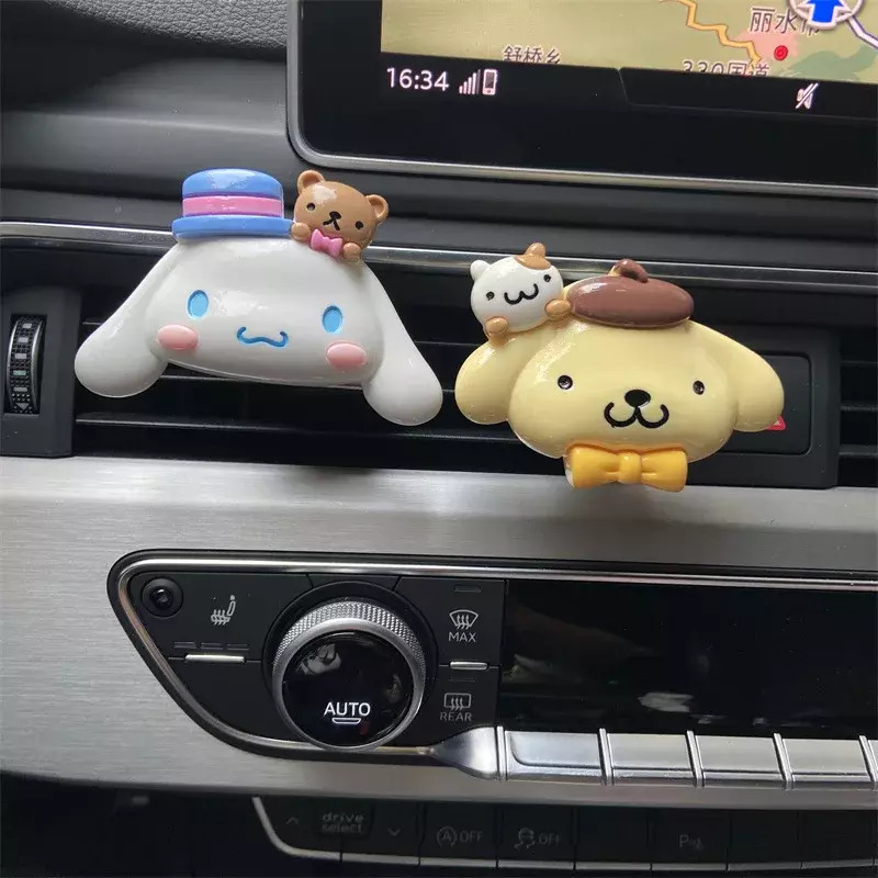 Figurka Anime Diy automatyczne otwory wentylacyjne odświeżacz powietrza na klipie Kuromi Melody Pochacco pompon Purin Cinnamoroll samochód Air dekoracja do wylotu prezenty