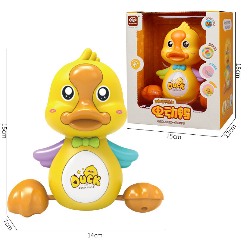 Electric Light Music Voice-activated Induction Toys for Kids Little Yellow Duck Swing Cartoon Model Children's Toys