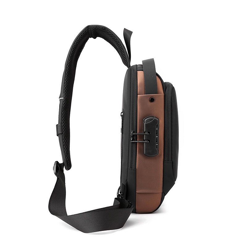 Borsa sul petto per uomo borsa a tracolla impermeabile borsa a tracolla USB antifurto Messenger da viaggio petto Sling Pack Fashion Luxury Designer