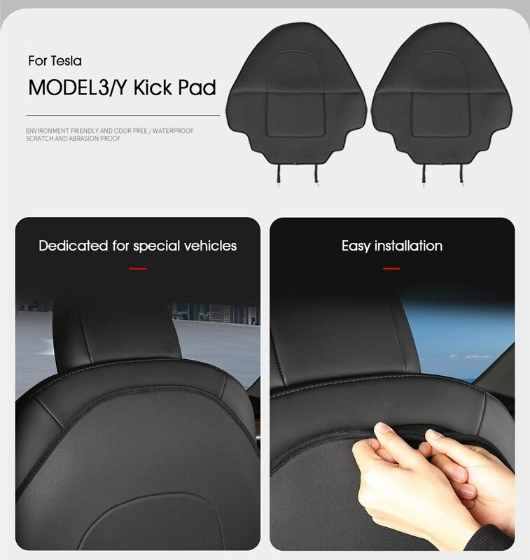 Защитная накладка на спинку сиденья автомобиля Tesla Model Y, защитная накладка на спинку сиденья для детей, противоударные коврики, черные кожаные аксессуары для интерьера