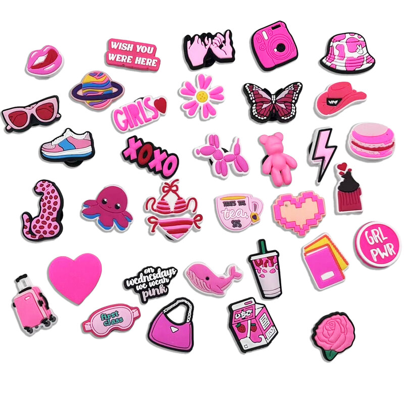 23 characters PVC shoe buckle charms accessories decorations for sandals sneaker clog wristbands for girl unisex gift DIY drop