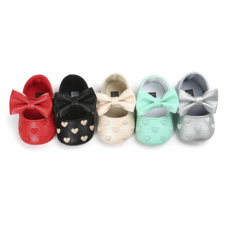 Sepatu bayi perempuan pita kulit Pu, sepatu Moccasins lucu sol lembut, sepatu datar untuk bayi, balita, putri