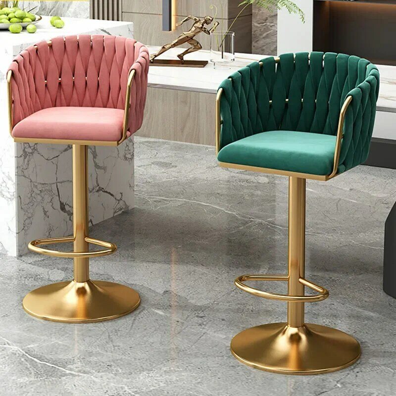 Verstellbare Lounge Bar Stühle moderne einfache Rücken Design drehbaren nordischen Stuhl Samt Gold bequeme Barkrukken Wohn möbel
