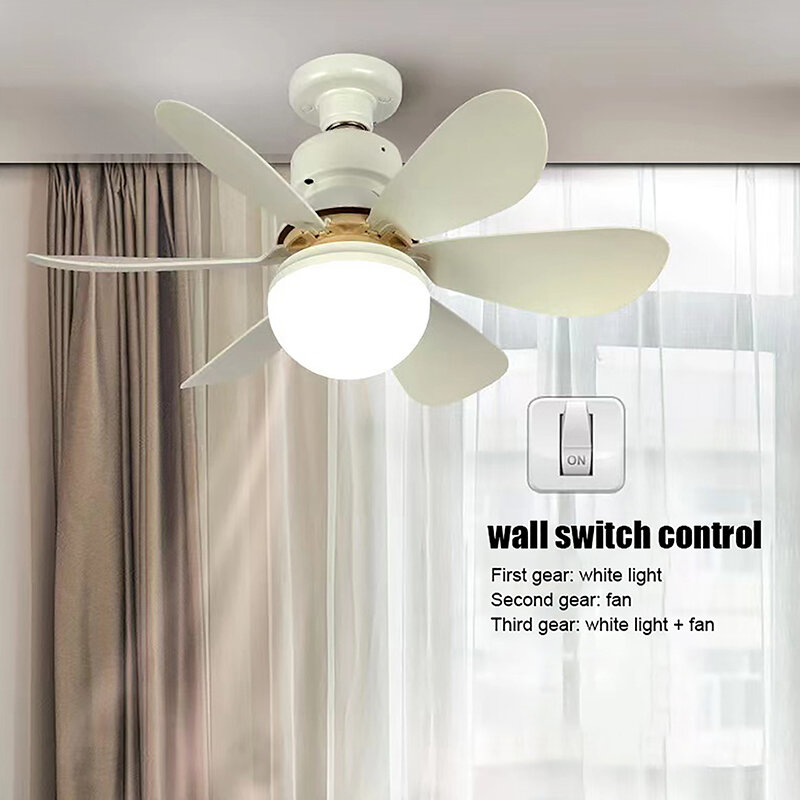 Inteligente Ventilador de Teto Silencioso com Controle Remoto, Iluminação LED, Lâmpada do quarto, Sala, 30W, Bases Conversor E27, 1 Set