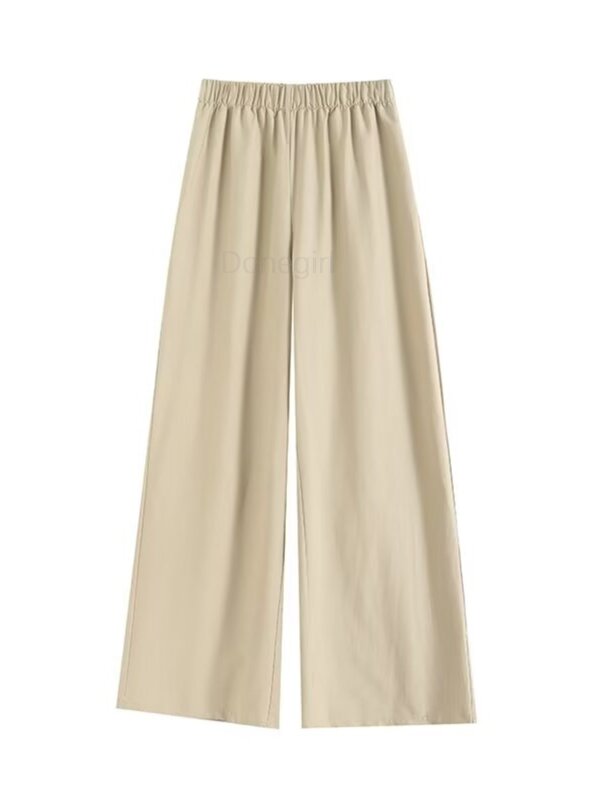 Женские брюки с широкими штанинами, модные элегантные свободные брюки в стиле ретро с боковым карманом и эластичным поясом, новинка 2024