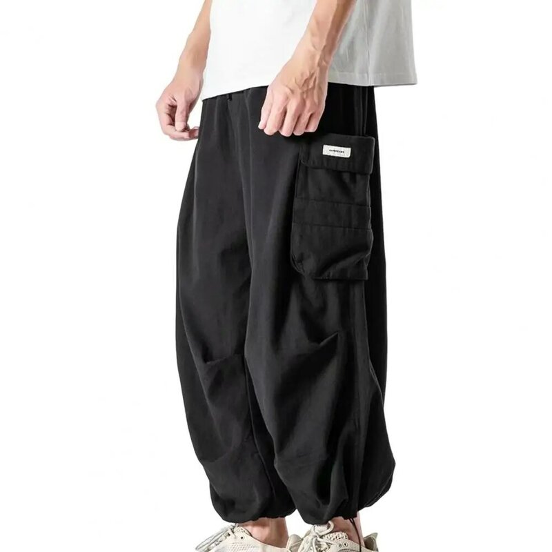 Harajuku Vintage Cargo กางเกงชาย Joggers ลำลอง Harem กางเกงสีทึบสายรัดกางเกงกางเกง2022 Pantalones Hombre