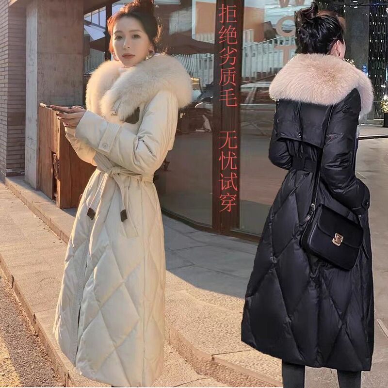 Piumino invernale Oversize cappotto donna collo di pelliccia tasca moda addensato caldo allentato R474
