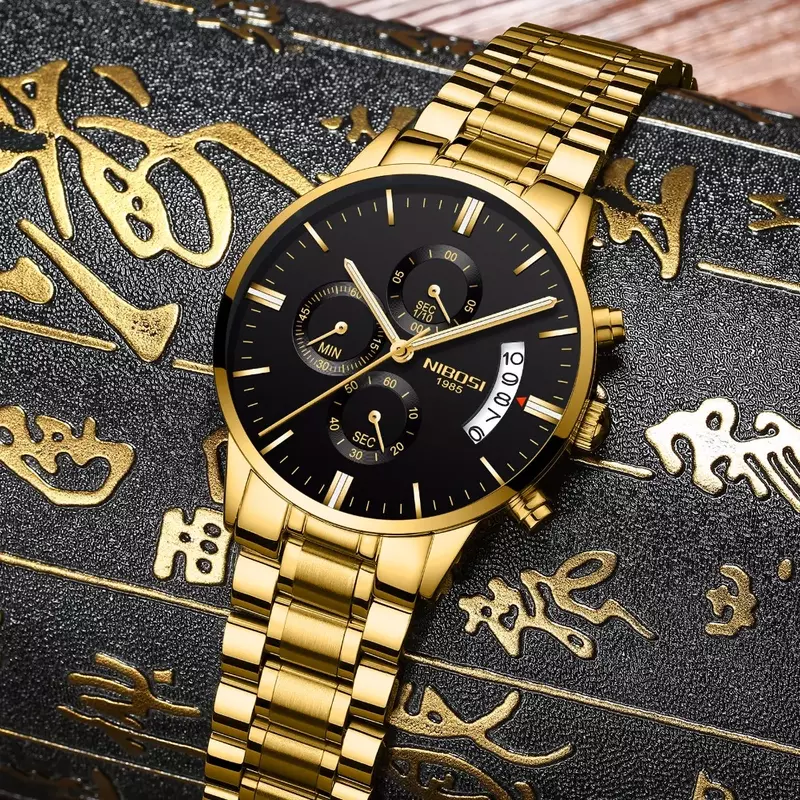 NIBOSI 남성용 럭셔리 시계, 유명 탑 브랜드, 패션 캐주얼 드레스 시계, 밀리터리 쿼츠 손목시계