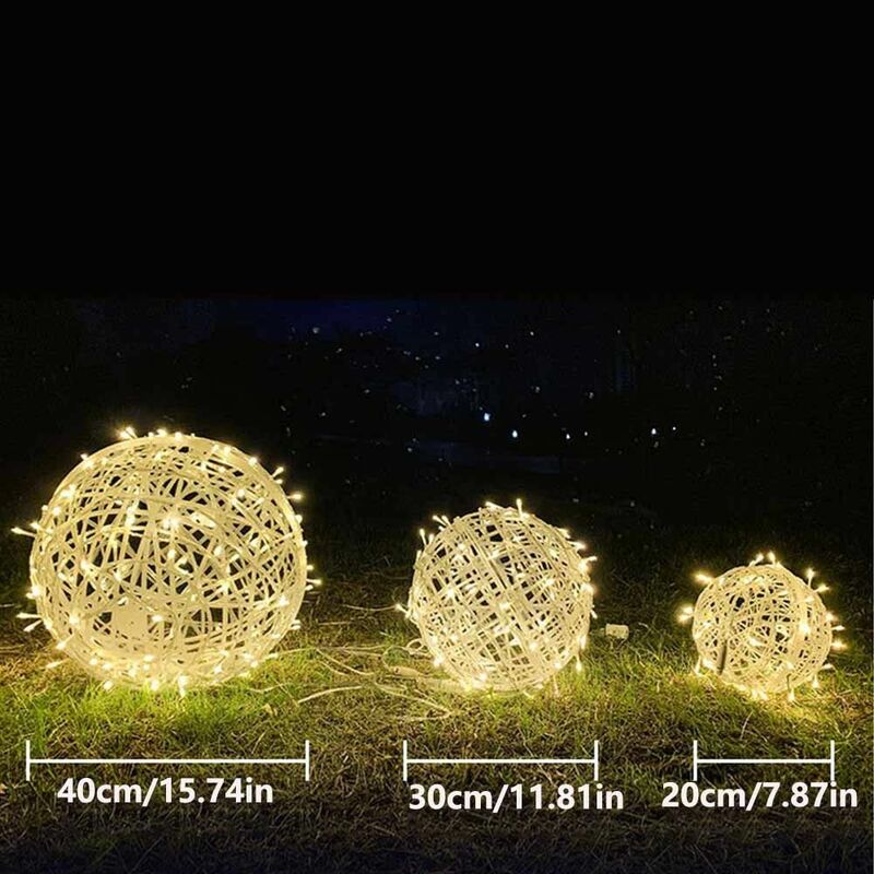 Impermeabile palla di Rattan fata luce stringa LED 220V paesaggio albero illuminazione Dia20/30/40CM lampeggiante albero appeso ghirlanda di luce