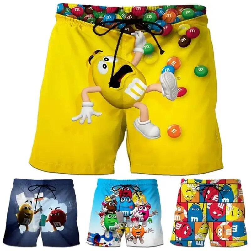 M & M's pantalones cortos de playa con estampado 3D para hombre, bañador de secado rápido, Shorts deportivos, M & M