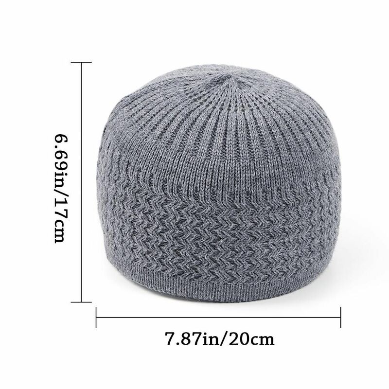 Chapéu de lã monocromático tricotado para homens e mulheres gorros engrossados boné de caveira casual gorro quente para exterior inverno