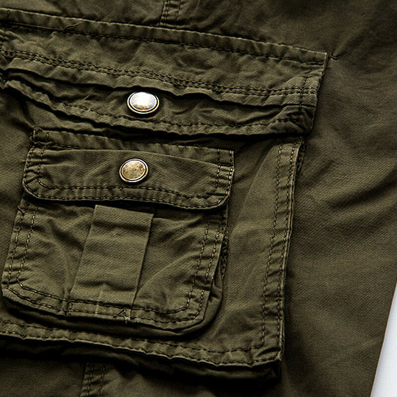 2024 New Mens Summer Shorts Army Tactical Cargo Shorts Fashion Solid Multi-pocket Casual Short Pants Loose Military Shorts Men
