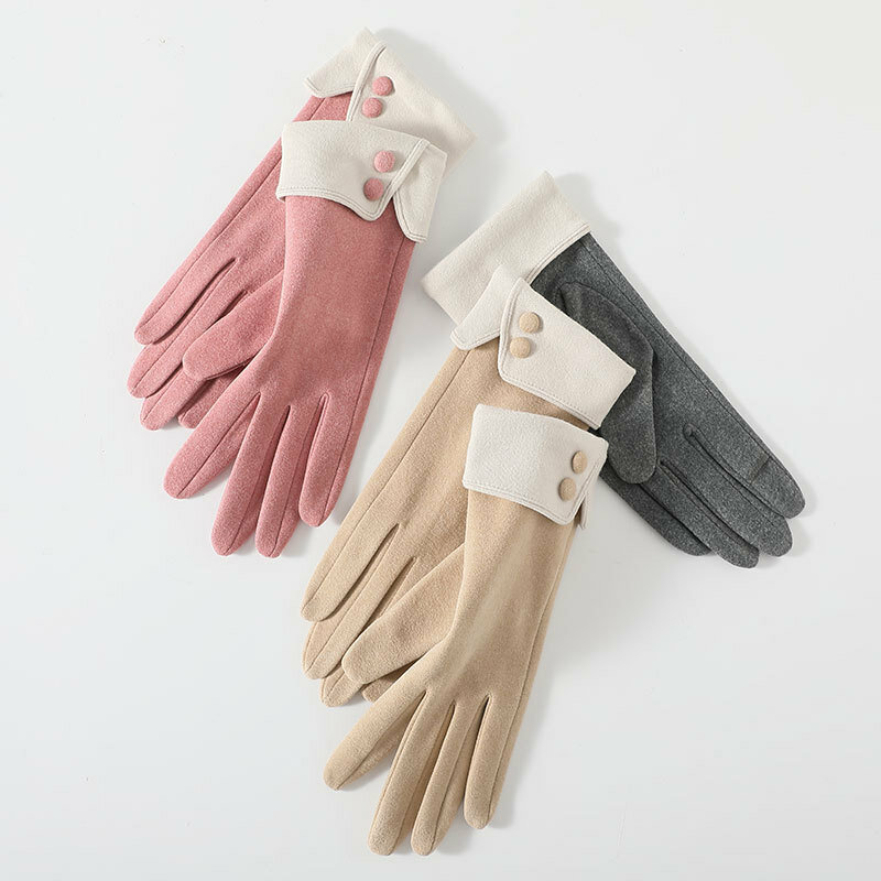 Женские зимние теплые перчатки, модные перчатки с пуговицами на запястье и открытыми пальцами для сенсорного экрана, велосипедные перчатки для молодых студентов, оптовая продажа T82