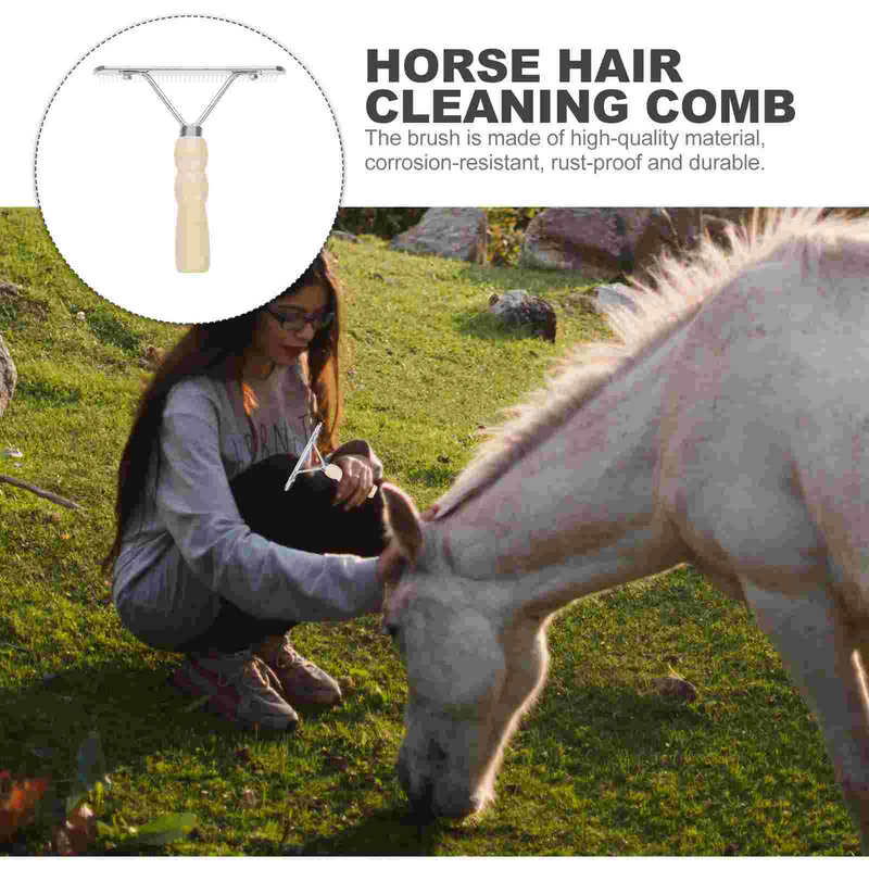 Deshedding Tool Metal Pet Horse Hair Pet Horse Dematting Brush Hair Cleaning Pet Cleaning Supplies Cleaning Dog Rake Accessory
