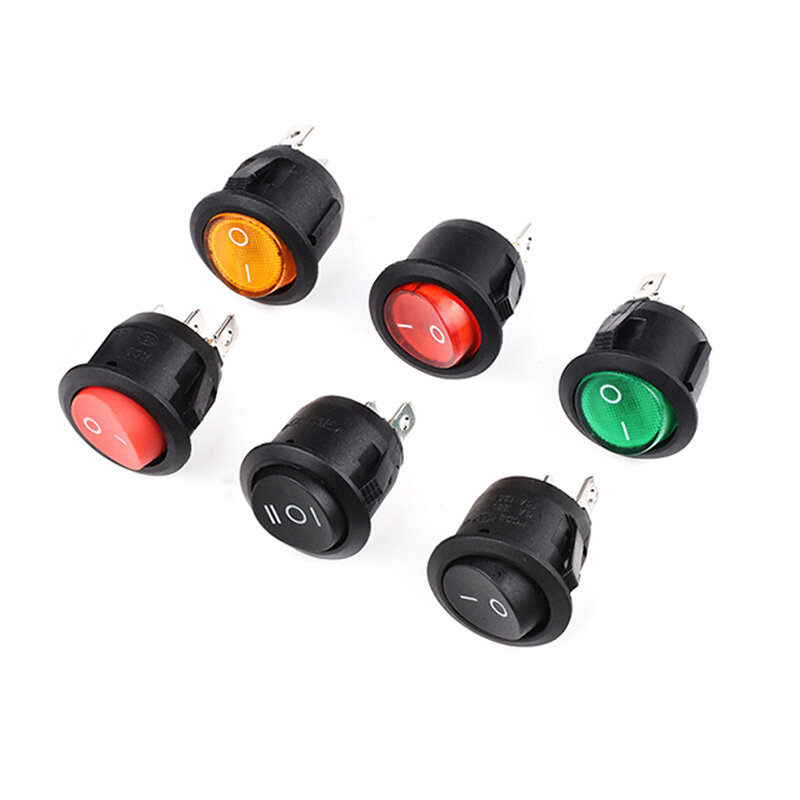 10PCS KCD1-105 Open hole 15MM ship type switch 2 pin 3 pin 3 speed 2 speed round power switch warping switch with light