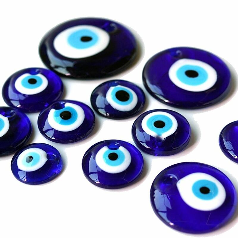 Blue Evil Eye Charms Beads, Antique, Classic, Punk, Hip Pop, Round, Lucky, Presentes para meninas, 25mm, 30mm, 40mm, 60mm