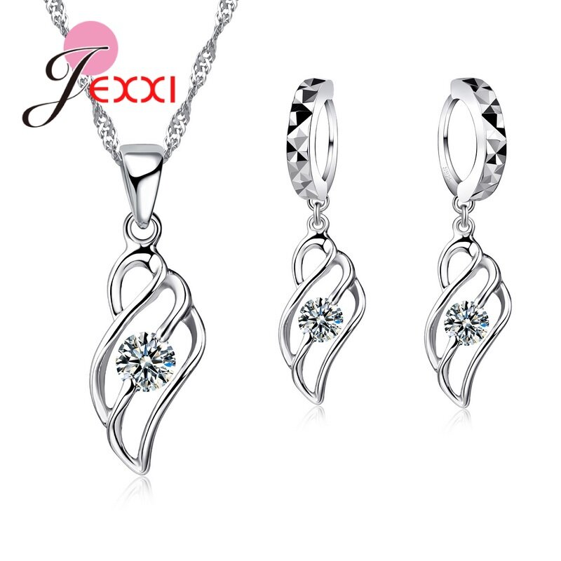 Luxus Trendy 925 Sterling Silber Zirkonia Kreuz Schmetterling Herz Stern Halskette Ohrringe Schmuck Sets