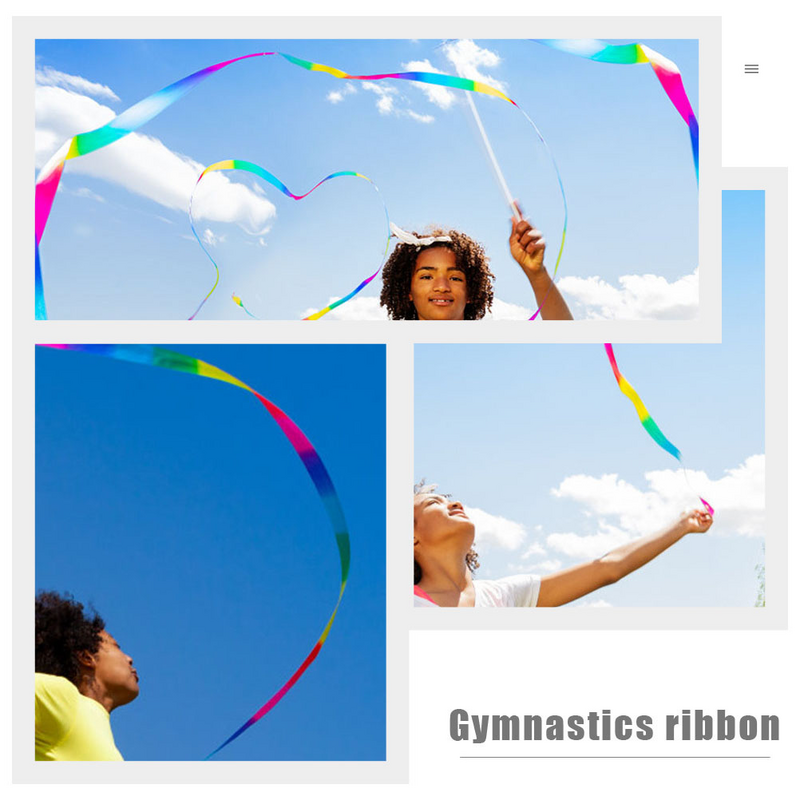 2 Pcs Gymnastics Rainbow Dance Ribbons Rainbow Dance Ribbonss Dance Streamer Portable Colorful Artistic Dancing Silk Cloth