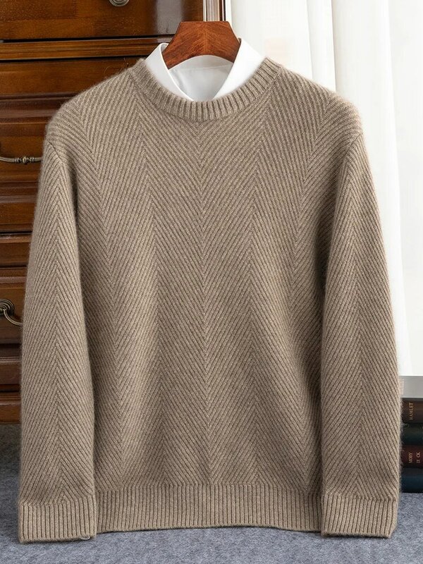 Uomo 100% puro Cashmere maglione sciolto colore abbinato pullover in maglia Casual caldo Base camicia Business top nuova primavera autunno inverno