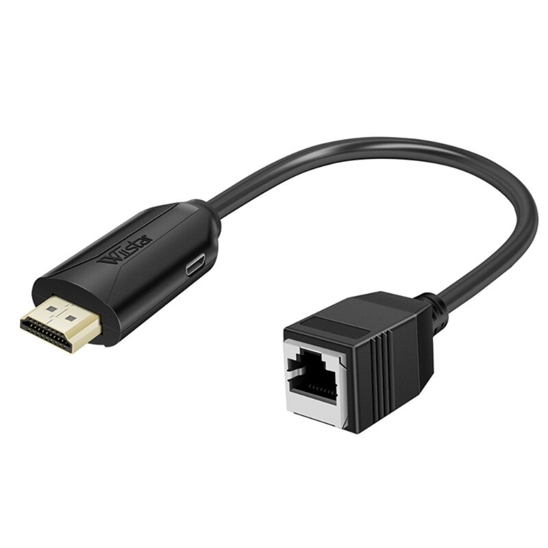 HDMI-compatible Extension Cable with Integrated Soldering RJ45 Lan Ethernet Extender TX RX Female Male with Power Cable