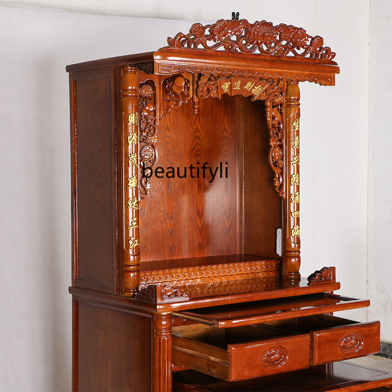 Household Buddha Table Solid Wood Altar Cabinet Living Room Shop Buddha Hall Shrine Bodhisattva Buddha Cabinet