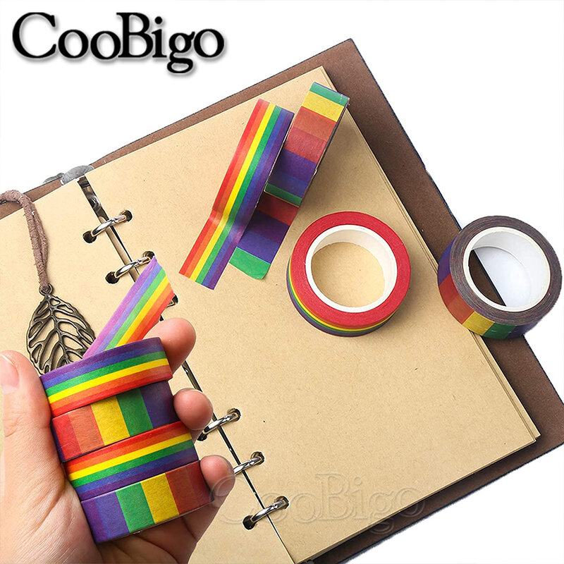 Arco-íris tira washi fita fitas de mascaramento adesivo decorativo diy scrapbooking papelaria planejador diário suprimentos 1pcs
