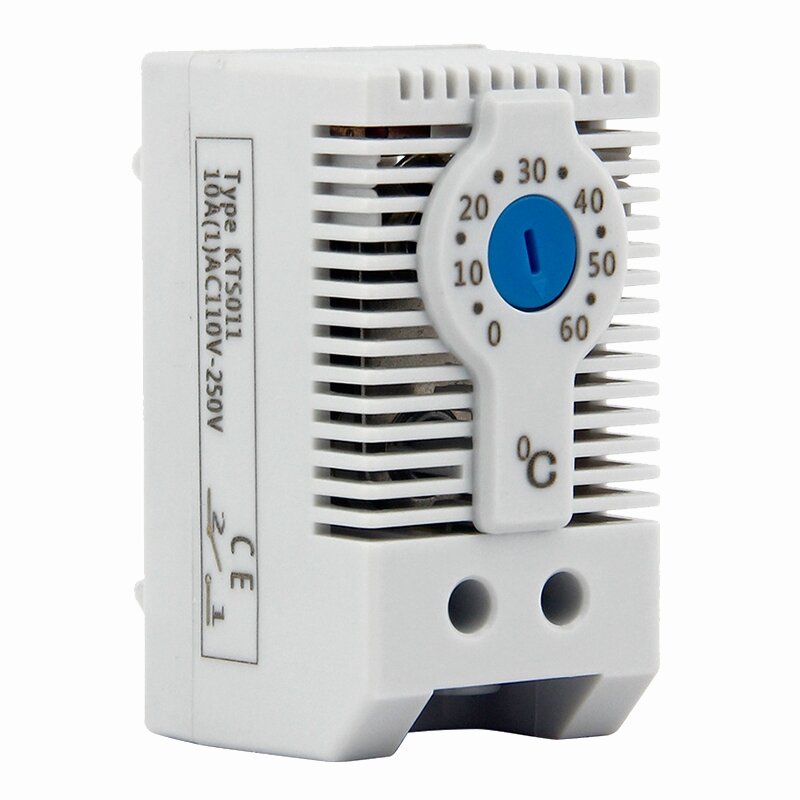 Controlador de temperatura mecánico ajustable, termostato de gabinete, carril Din, utilizado para refrigeración, NO está normalmente abierto, KTS011