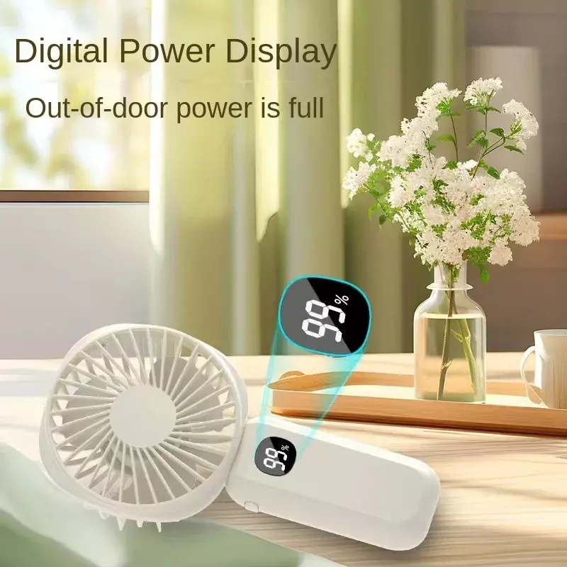 2024 New Small Fan Mini Portable Rechargeable Digital Display Night Light Power Bank Handheld Small Fan Gifts