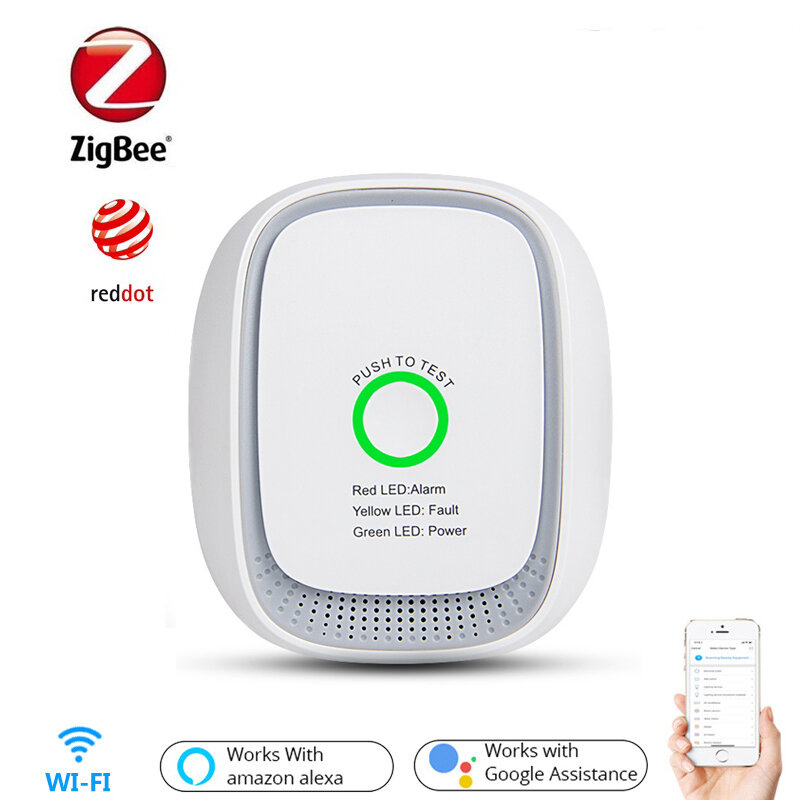 Heiman Tuya Zigbee3.0 alarma de detección de Gas Combustible CH4 GLP, funciona con SmartThing,Ziptao,Conbee Zigbee Gateway
