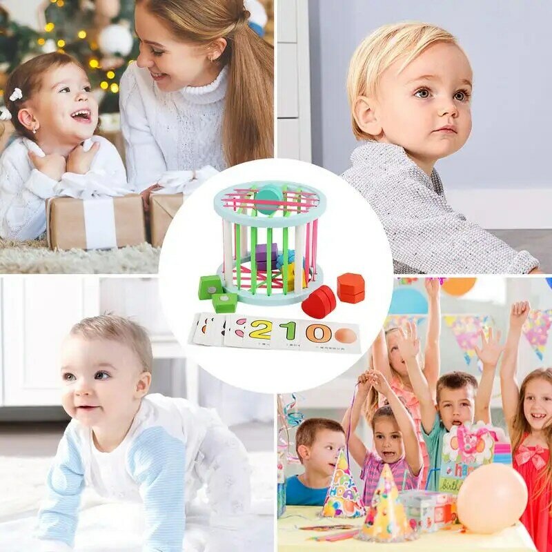 Cubo clasificador de forma Montessori, juguete de aprendizaje de colores apilables con 10 tarjetas de números, juguetes educativos Montessori para el hogar, preescolar