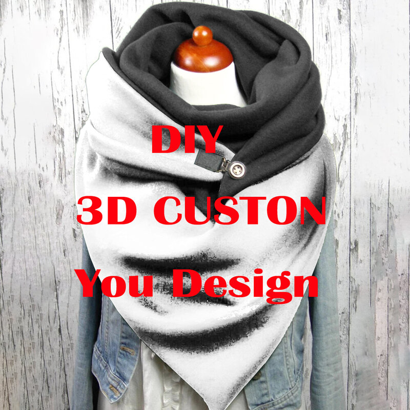 Mcdv ผ้าพันคอและผ้าคลุมไหล่ลำลองสำหรับผู้หญิงพิมพ์ลาย3D ดีไซน์ DIY ออกแบบเองสำหรับฤดูใบไม้ร่วงและฤดูหนาว