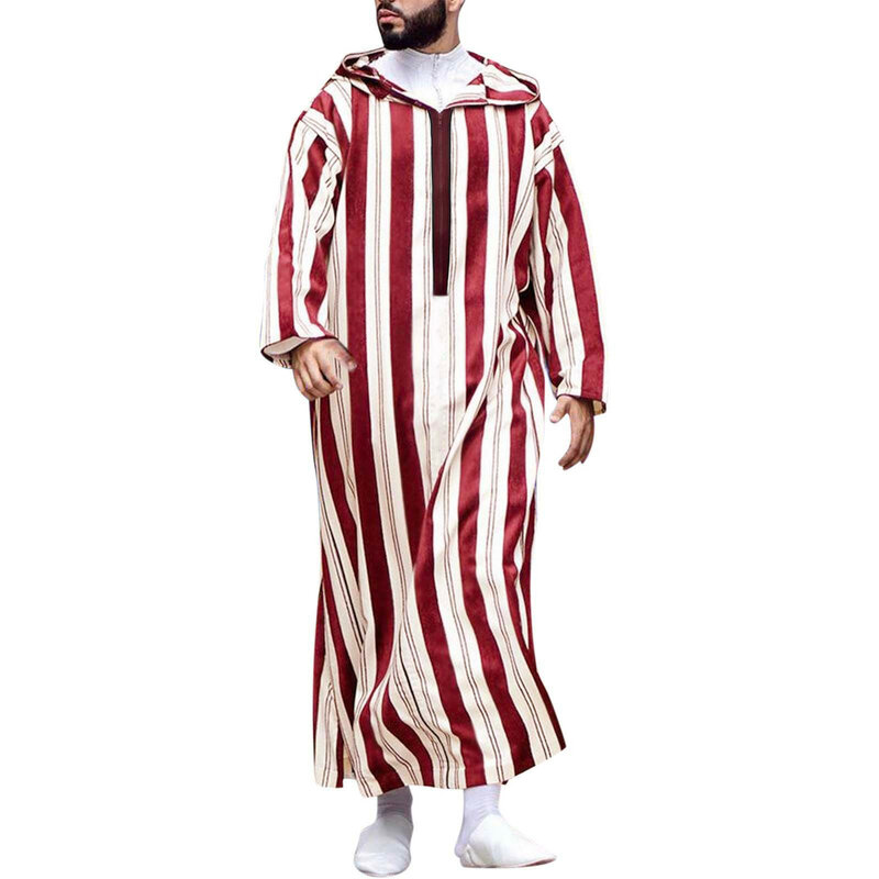 Vestes de Kaftan de manga comprida masculina, roupas de homens muçulmanos, Eid Oriente Médio Jubba Thobe, túnica árabe, novos presentes tradicionais, 2024