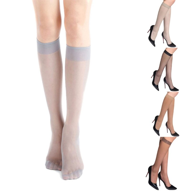 Medias seda hasta rodilla para mujer, 1 par calcetines transparentes ultrafinos, suministros