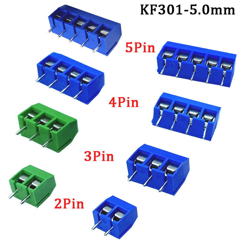 10Pcs KF301 2/3/4/5Pin Spliceable Plug-In Screw Wire Terminal Blok KF301-2P KF301-3/4P Pitch 5.0Mm PCB Gunung Konektor