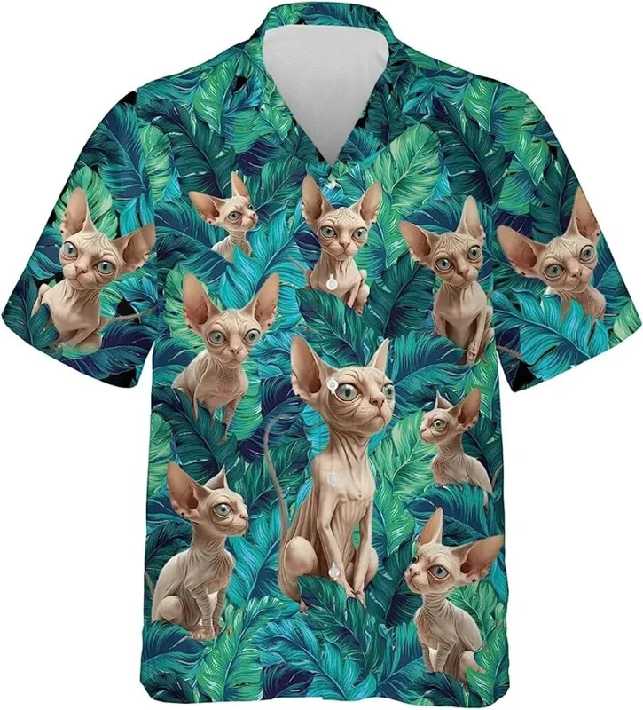 เสื้อเสื้อเชิ้ตชายหาดพิมพ์ลายสัตว์3D ลายตลกสำหรับผู้ชายเสื้อผ้าแฟชั่นฮาราจูกุสำหรับผู้หญิงเสื้อท่อนบนแบบ Y2k
