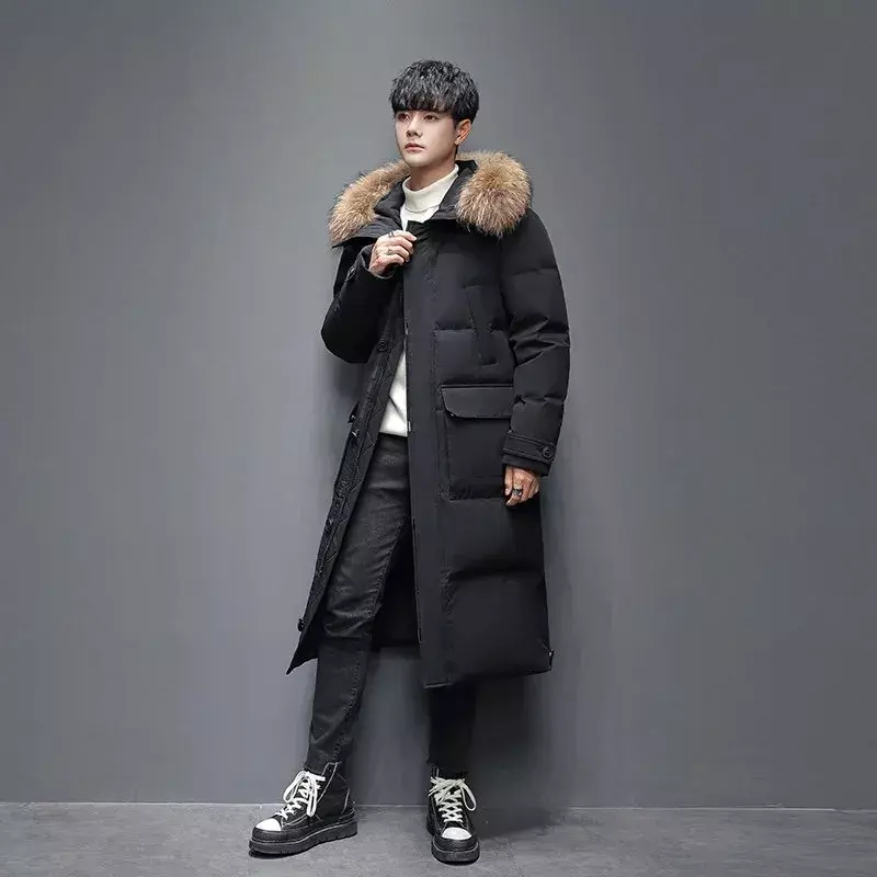2024 зимняя Вельветовая мужская одежда средней длины на кнопках, модная Толстая парная верхняя одежда, уличное пальто для мужчин