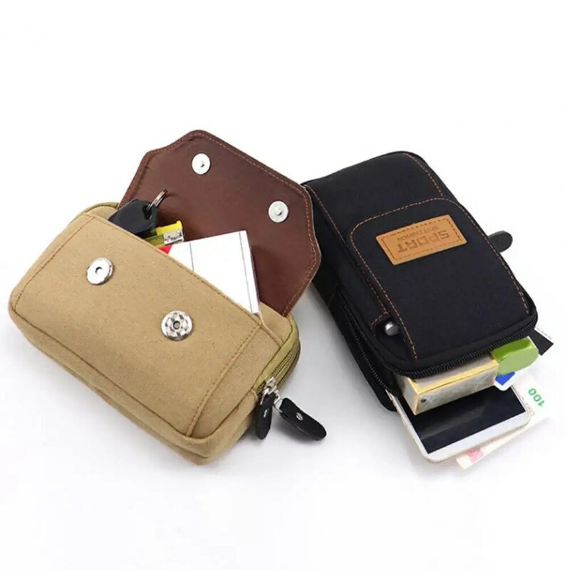 Fanny Pack Scratch-resistant Waist Bag Multi-pocket Storage Waist Wallet Splash Proof Outdoor Waist Pack Wallet Canvas Phone Bag