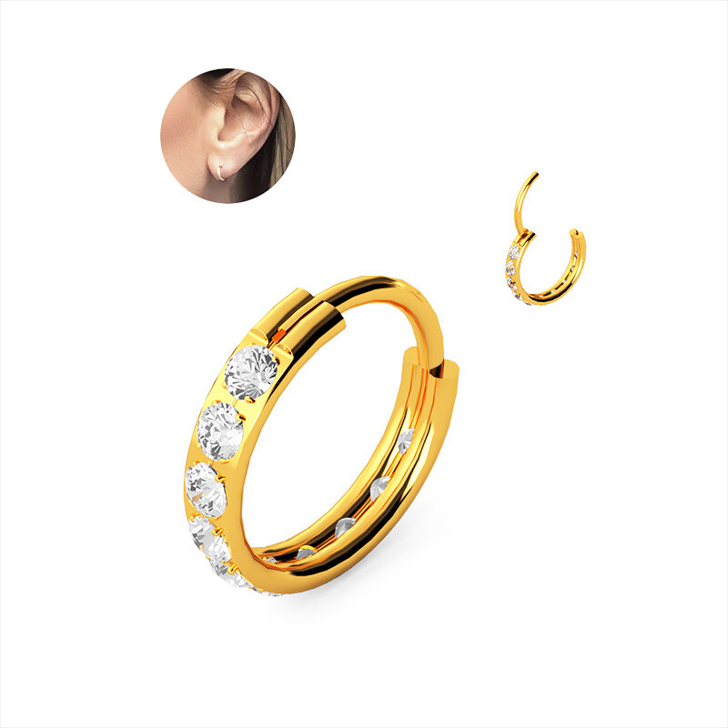 Женские серьги-кольца из титана G23 F136, модные персонализированные ювелирные украшения с цирконием, круга для девушек, пирсинга