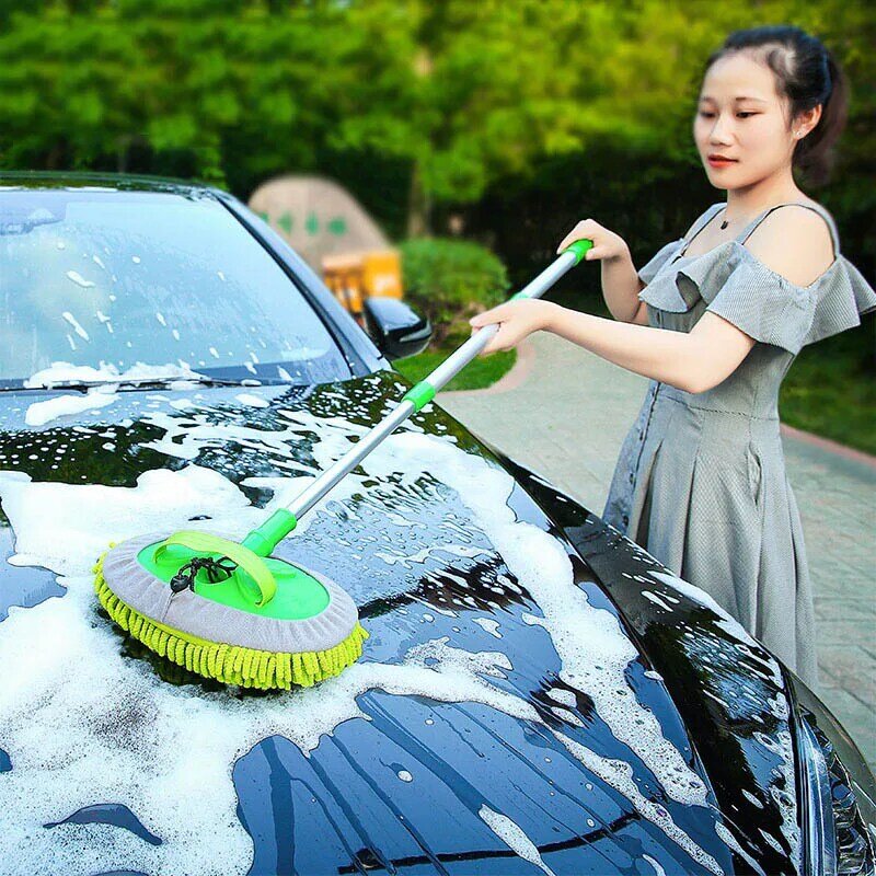 Cepillo de limpieza para coche, accesorio ajustable, superabsorbente, telescópico, mango largo, mopa