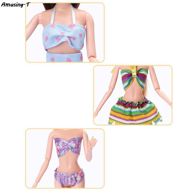 Fato de banho multicolorido e biquíni para boneca, roupas de boneca fashion, biquíni de banho, roupa de praia, 30cm, 11"