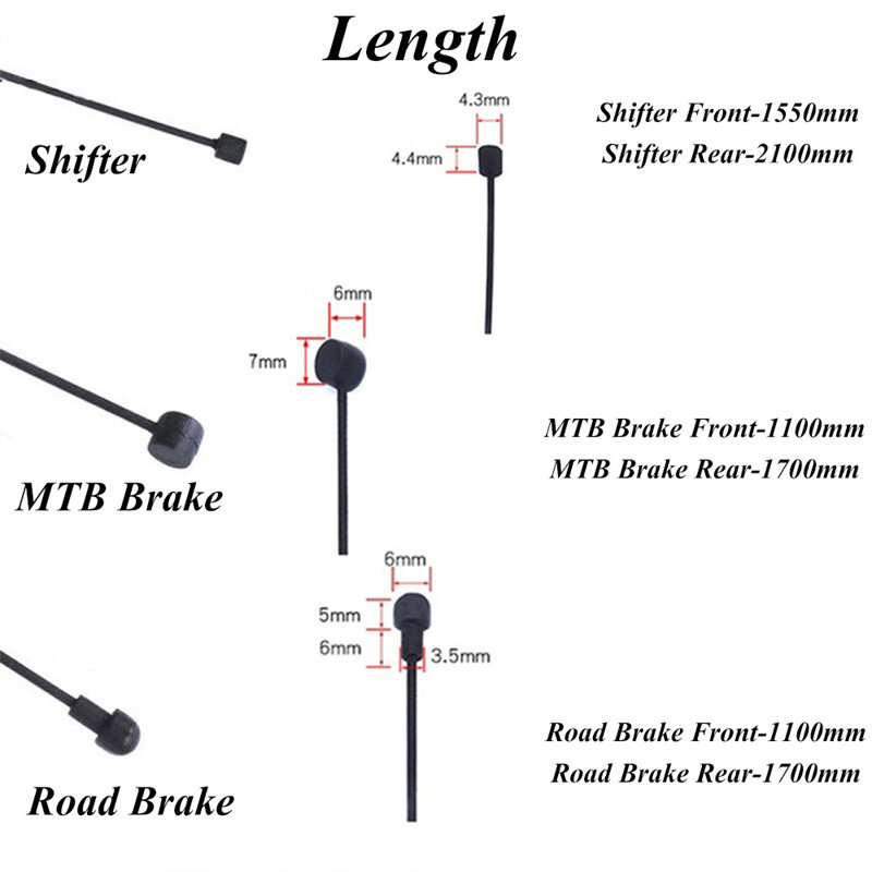 Chooee-Cable de teflón para bicicleta de montaña y carretera, Cables de freno y cambio de marchas, BMX