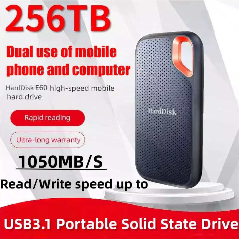 Für Xiaomi Festplatte Mobile SSD E60 1TB 2TB 256TB USB 3,1 HD externe Festplatte für Laptop PS5 Mobile Festplatte HDD-Speicher